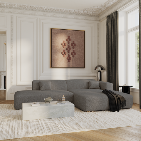 Canapé angle droit ouvert  MYRA tissu bouclette