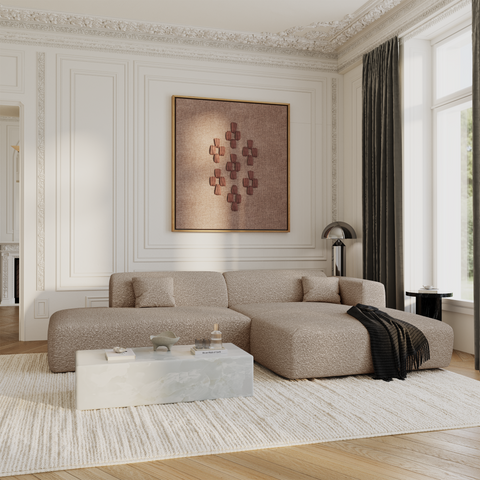 Canapé angle droit ouvert  MYRA tissu bouclette