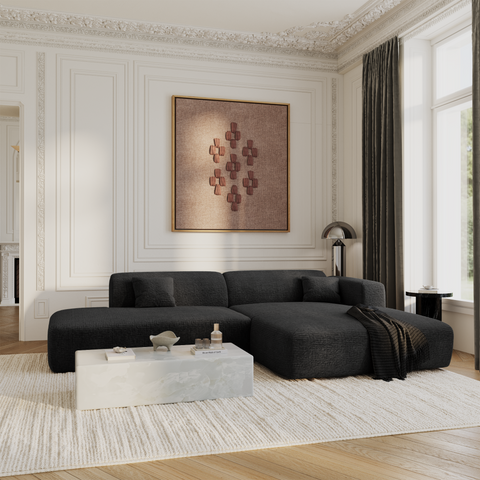 Canapé angle droit ouvert  MYRA velours à motifs
