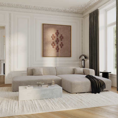Canapé angle droit ouvert  MYRA velours à motifs