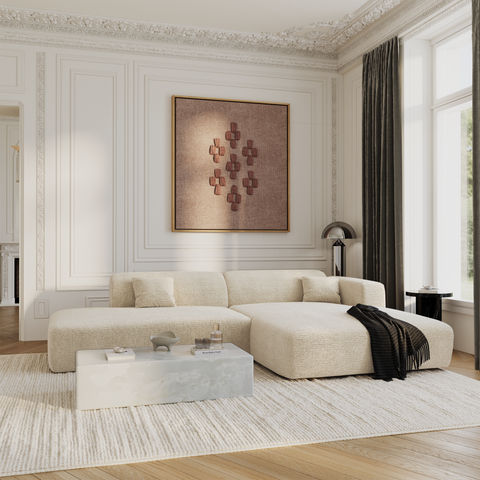 Canapé angle droit ouvert  MYRA velours à motifs
