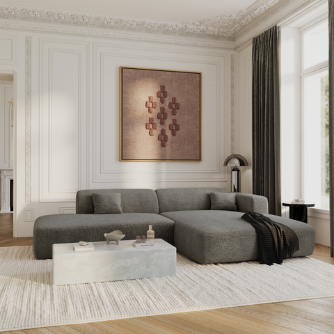 Canapé angle droit ouvert  MYRA velours à motifs