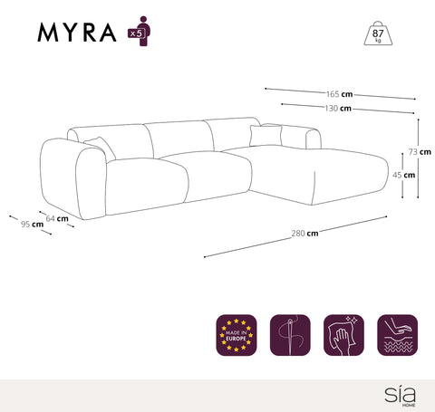 Canapé grand angle droit MYRA Bouclette