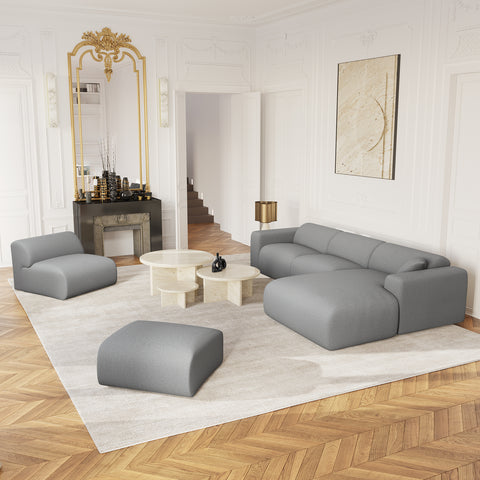 Canapé grand angle droit MYRA Tissu tramé