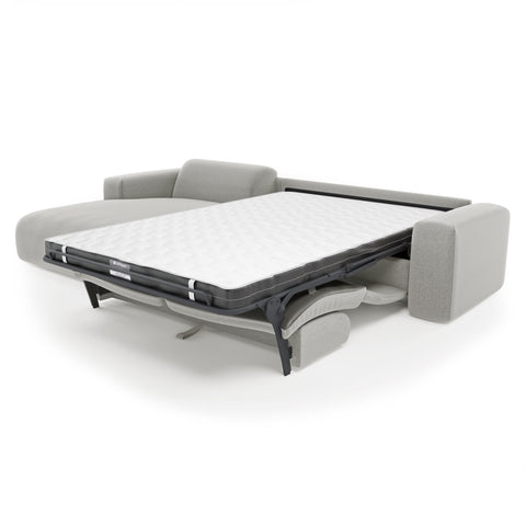 Canapé angle gauche convertible express matelas Dunlopillo 140cm MYRA Tissu tramé