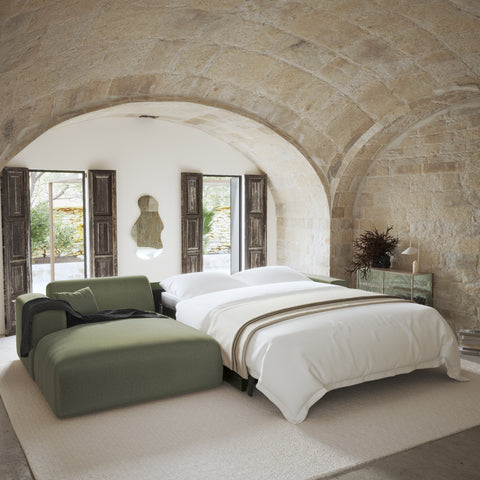 Canapé angle gauche convertible express matelas Dunlopillo 140cm MYRA Tissu tramé