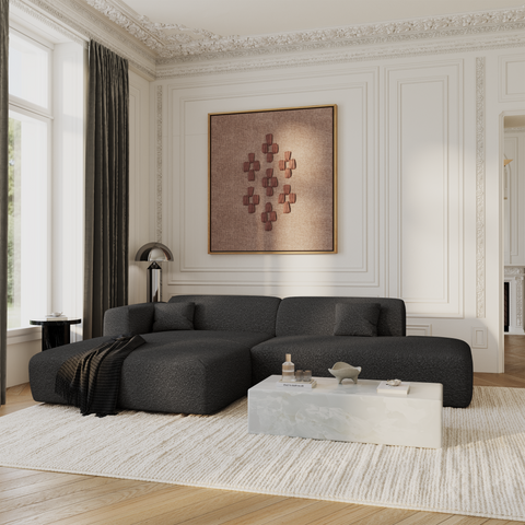 Canapé angle gauche ouvert  MYRA tissu bouclette