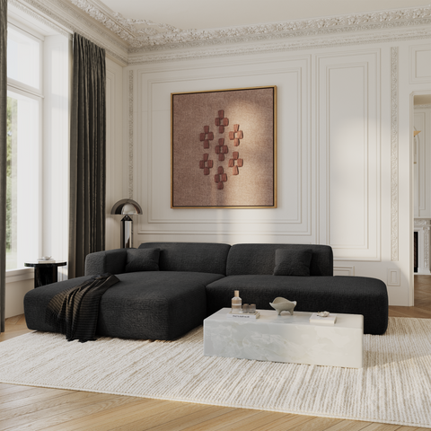 Canapé angle gauche ouvert  MYRA velours à motifs