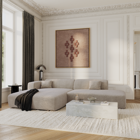 Canapé angle gauche ouvert  MYRA velours à motifs