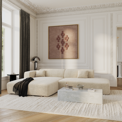 Canapé angle gauche ouvert  MYRA velours à motifs