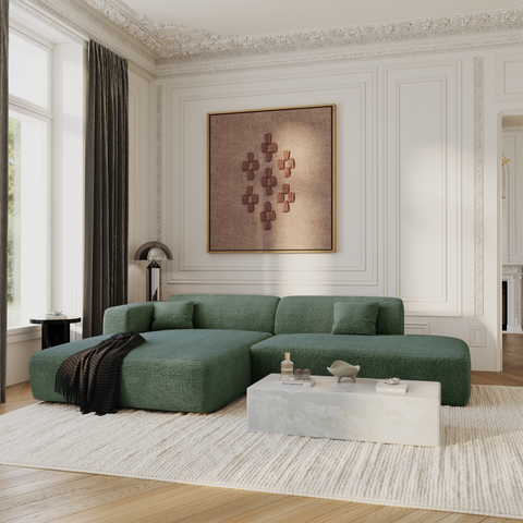 Canapé angle gauche ouvert  MYRA velours à motifs