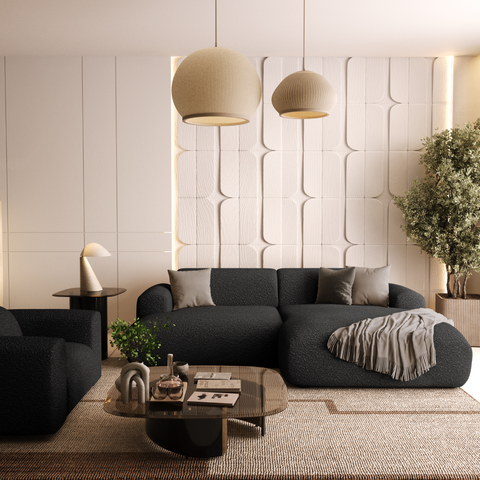 Canapé d'angle droit MYRA Tissu bouclette