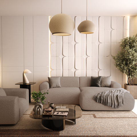 Canapé d'angle droit MYRA Tissu bouclette