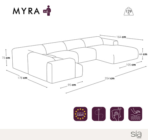Canapé panoramique droit MYRA Tissu bouclette