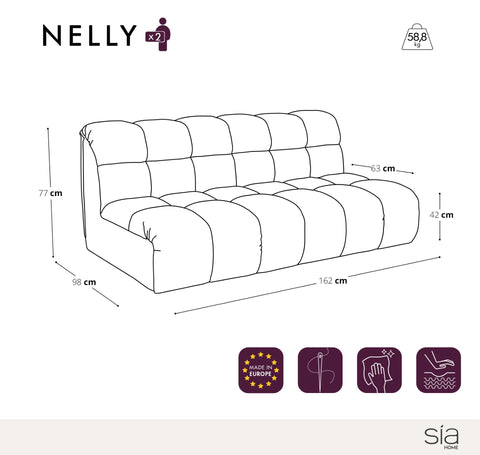 Canapé 2 places modulable NELLY velours chenillé