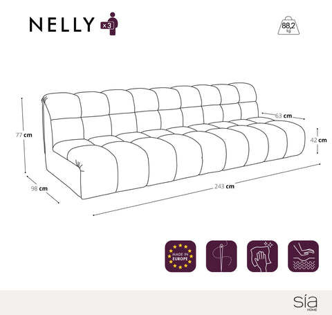 Canapé 3 places modulable NELLY velours côtelé