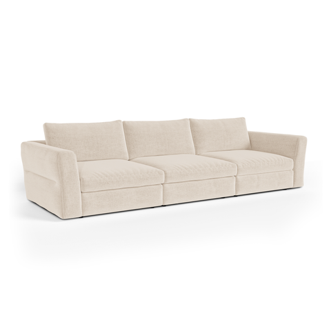 Canapé modulable 4-5 places NEST tissu tramé toucher doux beige
