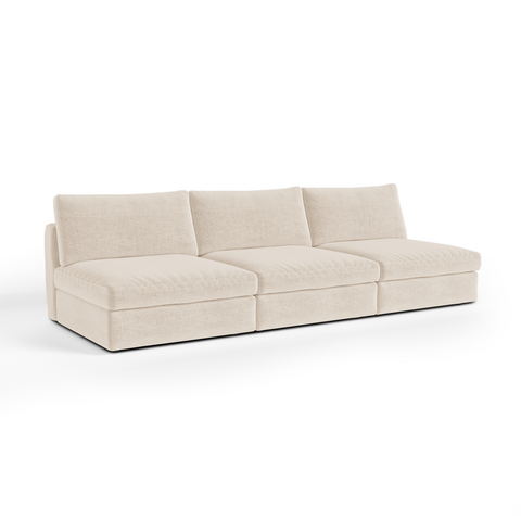 Canapé modulable 4-5 places NEST tissu tramé toucher doux beige