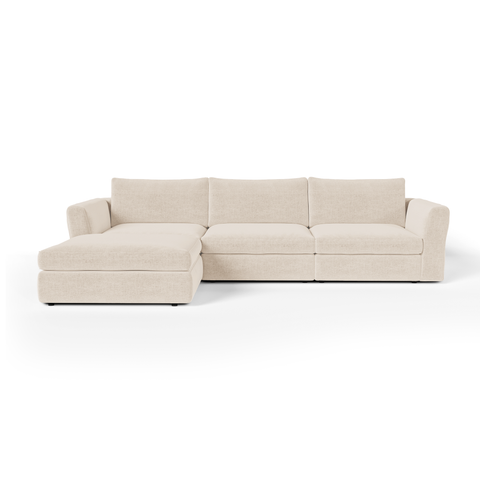 Canapé d'angle réversible 5-6 places NEST tissu tramé toucher doux beige