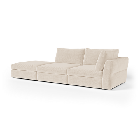 Canapé modulable 4-5 places droit NEST tissu tramé toucher doux beige