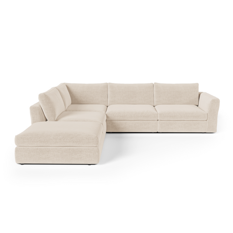 Canapé grand angle gauche modulable 7 places NEST tissu tramé toucher doux beige