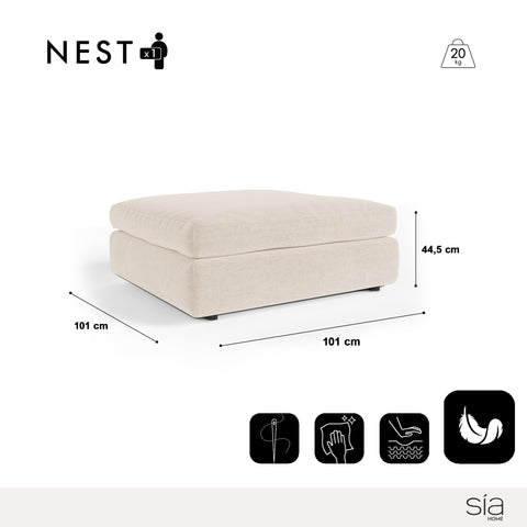 Pouf NEST tissu tramé toucher doux