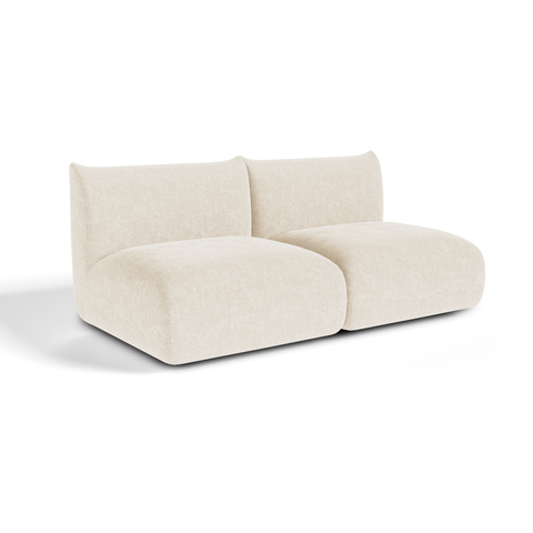 Canapé modulable 3 places NOOMA velours chenillé crème