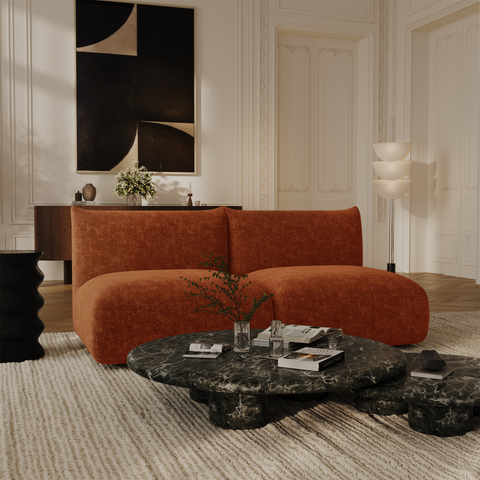 Canapé modulable 3 places NOOMA velours chenillé terracotta