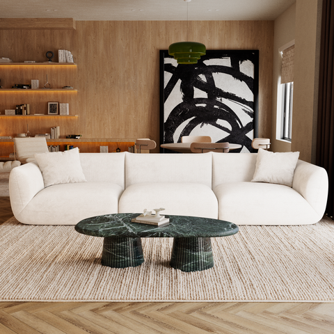 Canapé modulable 4-5 places NOOMA velours chenillé crème