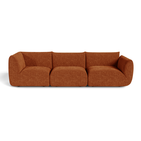 Canapé modulable 4-5 places NOOMA velours chenillé terracotta