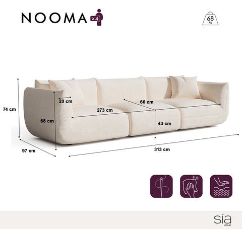 Canapé modulable 4-5 places NOOMA velours chenillé terracotta