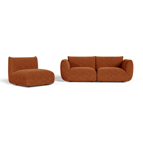 Canapé modulable 4-5 places NOOMA velours chenillé terracotta