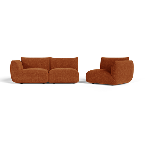 Canapé modulable 4-5 places NOOMA velours chenillé terracotta