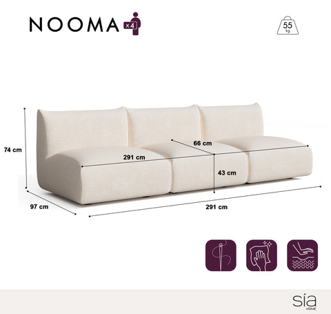 Canapé modulable 4-5 places NOOMA velours chenillé terracotta