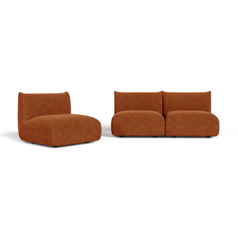 Canapé modulable 4-5 places NOOMA velours chenillé terracotta