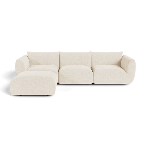 Canapé d'angle modulable 5-6 places NOOMA velours chenillé crème