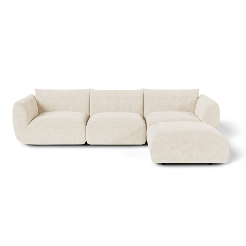 Canapé d'angle modulable 5-6 places NOOMA velours chenillé crème