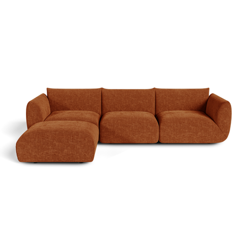 Canapé d'angle modulable 5-6 places NOOMA velours chenillé terracotta