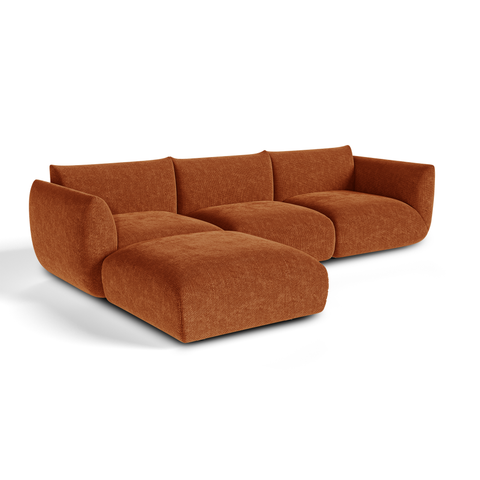 Canapé d'angle modulable 5-6 places NOOMA velours chenillé terracotta
