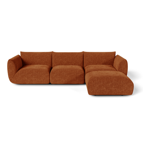 Canapé d'angle modulable 5-6 places NOOMA velours chenillé terracotta