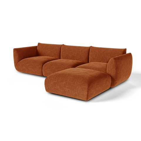 Canapé d'angle modulable 5-6 places NOOMA velours chenillé terracotta