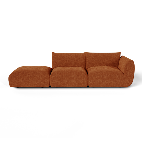 Canapé modulable 4-5 places droit NOOMA velours chenillé terracotta
