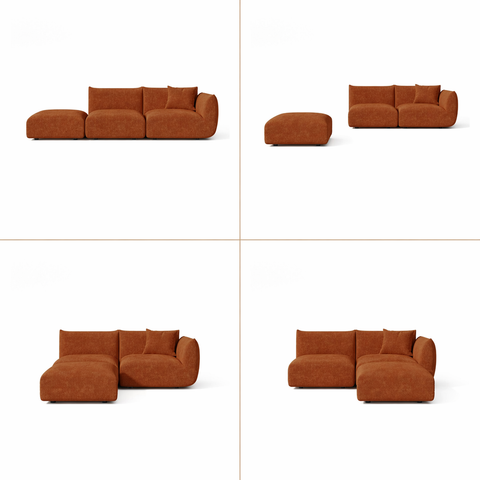 Canapé modulable 4-5 places droit NOOMA velours chenillé terracotta