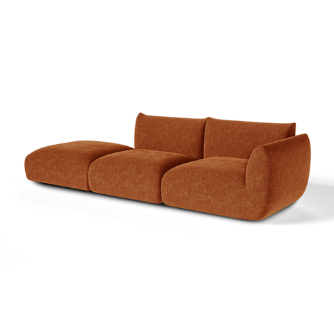 Canapé modulable 4-5 places droit NOOMA velours chenillé terracotta