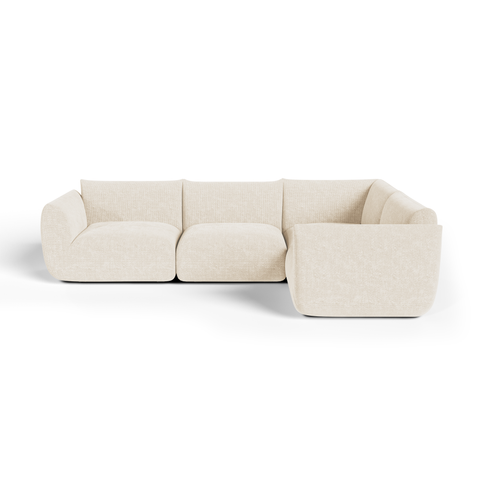 Canapé d'angle droit modulable 5-6 places NOOMA velours chenillé crème