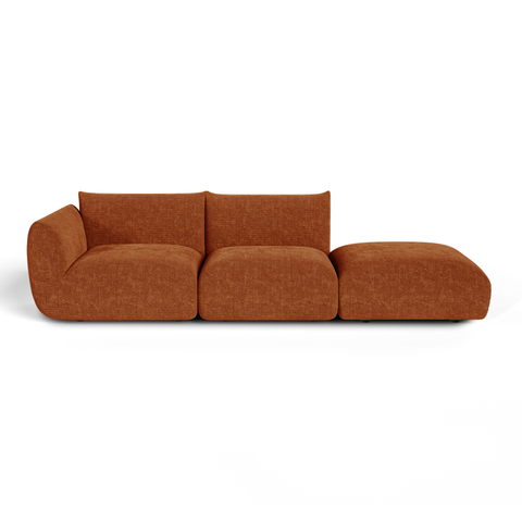 Canapé modulable 4-5 places gauche NOOMA velours chenillé terracotta