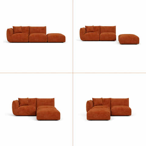 Canapé modulable 4-5 places gauche NOOMA velours chenillé terracotta