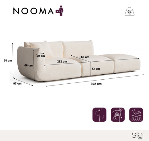 Canapé modulable 4-5 places gauche NOOMA velours chenillé terracotta