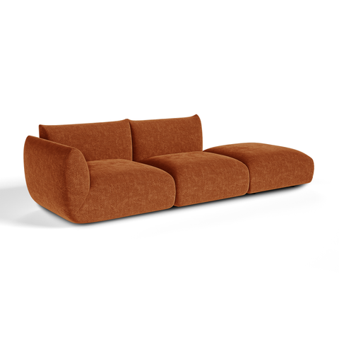 Canapé modulable 4-5 places gauche NOOMA velours chenillé terracotta