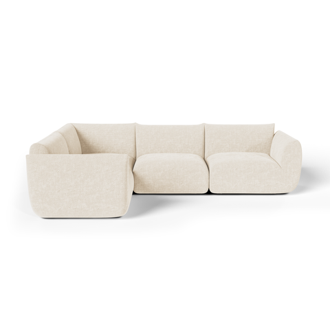 Canapé d'angle gauche modulable 5-6 places NOOMA velours chenillé crème